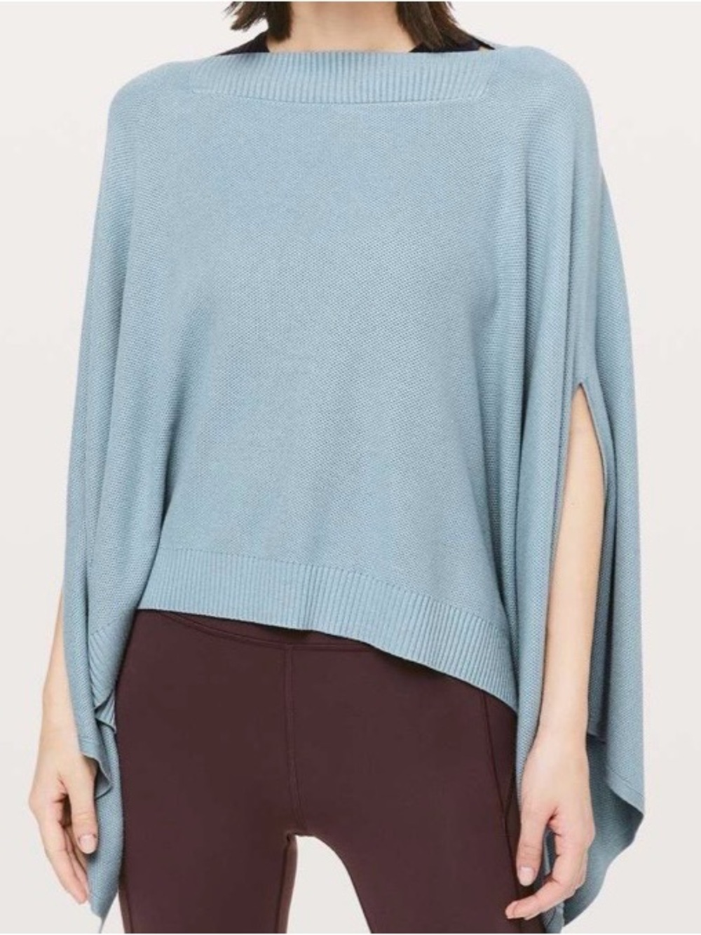 Lululemon Forward Flow Light Blue Knit Poncho Sweater Cape with Side Slits